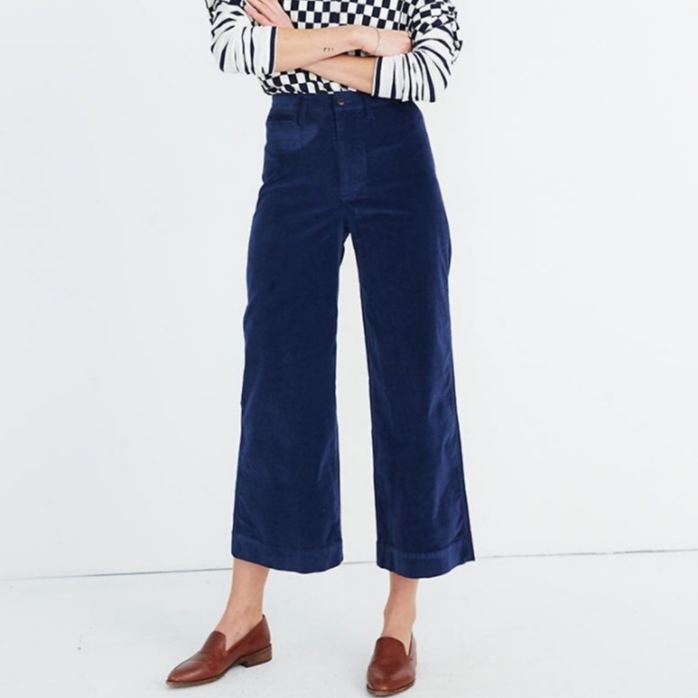 Madewell Emmett wide leg crop pants in velveteen